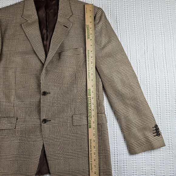 Lauren‎ Ralph Lauren Classic Brown Silk Wool Houndstooth Men's Blazer Size 42R